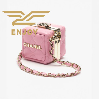Chanel (chanel) women's 2025 autumn and winter new shoulder bag classic mini handbag pendant bag handbag shiny lambskin bag pink