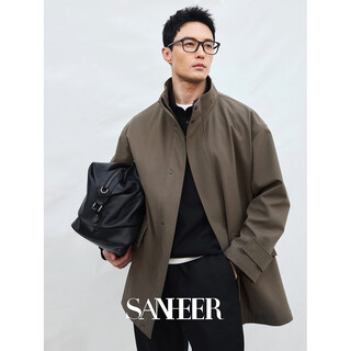 Sanheer urban hidden cortavientos, antiarrugas y fácil de cuidar para otoño e invierno 2025 chaqueta cortavientos con cuello alto y silueta daf215 marrón talla única xl /52