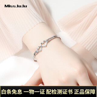 Miss juju pt950 platinum heart-to-heart bracelet for women, platinum fashionable and versatile bracelet, weight 8.5-8.7g