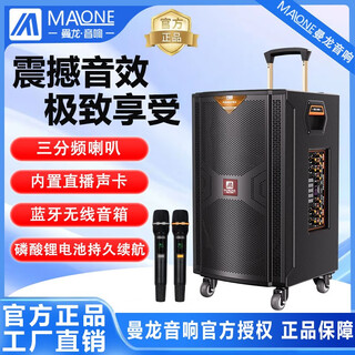Manlong's new k-715 audio outdoor k-song live broadcast singing high-power square dance lever three-way speaker k-715 audio 15 inches + dual microphones + gift bag