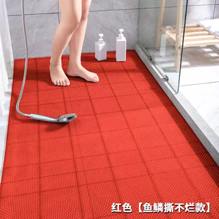 Yusenyi pvc encrypted thickened bathroom non-slip floor mat household waterproof and waterproof floor mat bright red (fish scales can not be peeled off) 160300 cm