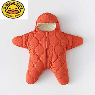 G.duckkids baby quilt autumn and winter thickened baby outing quilt cute star jumpsuit split leg sleeping bag warm romper orange medium size foot type length 81cm_width 76cm recommended 3-7