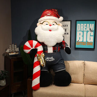 Eudora oversized santa claus doll plush toy doll christmas gift children's decoration for girls overalls + gold glasses santa claus extra large 1.3 meters