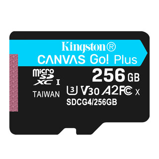 Kingston microsd canvas go plus memory card compatible with dji pocket3 action4 5pro 256gb