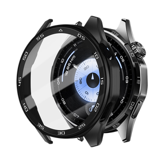 威千图适用华为GT6保护壳手表钢化膜高清触控灵敏全覆盖保护套膜壳膜一体手表壳 GT6-46MM 黑色-带刻度