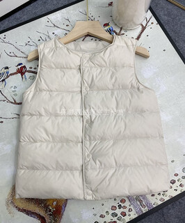 Children's down jacket autumn and winter vest boys and girls round neck white duck down winter waistcoat jacket wear inside and out milky white 100 cm