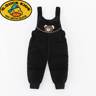 G.duckkids children's down overalls thickened new winter warm jumpsuits for boys and girls, toddlers and babies outer wear down pants black 100 cm