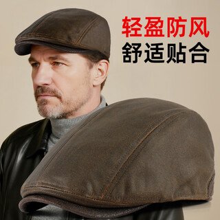 Somubay (somubay) new autumn and winter dad hat men's lightweight breathable beret middle-aged and elderly grandfather retro fashion warm forward hat brown one size (55-59cm)
