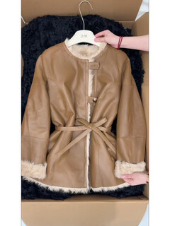 She and other maillard style lace-up fur one-piece fur coat for women 2025 autumn and winter new imitation mink fur environmentally friendly fur brown shipped from hangzhou s one size fits all