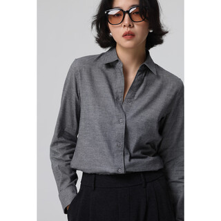 Xingzhi wethee practical single product that is not cool, double-sided brushed floral yarn, soft right shoulder narrow sleeve commuting shirt winter floral gray m