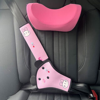Litian children's car seat belt anti-stranglehold baby car auxiliary belt limit adjustment fixator shoulder pad protective cover jade rabbit pink shoulder pad set + pink headrest