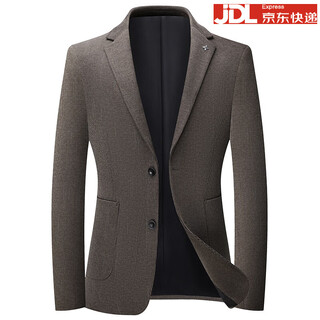 Boss corduroy suit men's autumn and winter high-end brand striped business men's casual suit jacket free of iron coffee color l 175