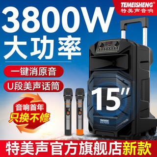 Temeisheng sl-31 square dance karaoke audio with bluetooth outdoor mobile professional performance trolley speaker portable wireless microphone sl-31+15 inches (3800w high power)