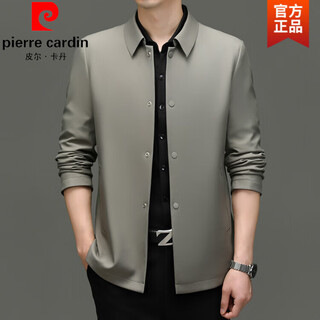 Pierre cardin men's lapel jacket 2025 spring and autumn new business casual men's wear young and middle-aged slim fit versatile jacket men's knitted khaki (without logo) l recommended 120-135jin jin equals 0.5 kg