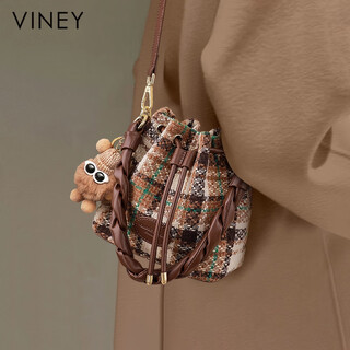 Viney new crossbody bag women's bag high-end bucket bag commuting birthday gift for girlfriend and wife brown practical high-end handbag large capacity fashion brand light luxury versatile armpit bag