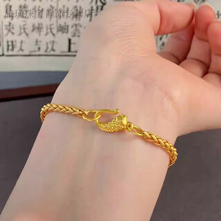 Keshan lao phoenix 999 gold 24k pure gold fish bracelet fashionable and versatile wheat ear koi imitation gold bracelet new style