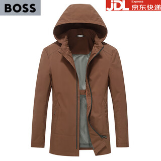 Boss men's casual jacket 2025 new spring and autumn thin high-end men's hooded jacket no ironing brown ka l 175