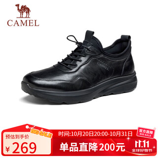 Camel (camel) men's quick-wear leather business casual sports leather shoes g14a220724 black 43