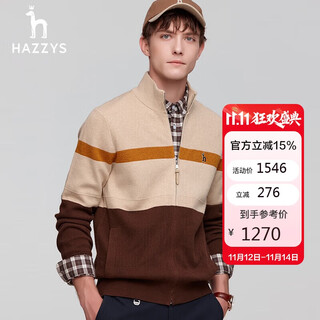 Hazzys men's autumn and winter men's sweater jacket striped stand collar zipper cardigan men's abyzd0adx56