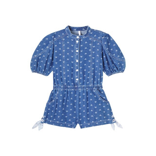 Zimmermann girls 26 spring/summer new arrival printed denim jumpsuit p01124113 blue xxs y 2