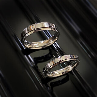 Old temple couple's sterling silver pair of fortune rings for women and men, light luxury niche design, original closed mouth, hong kong code no. 27