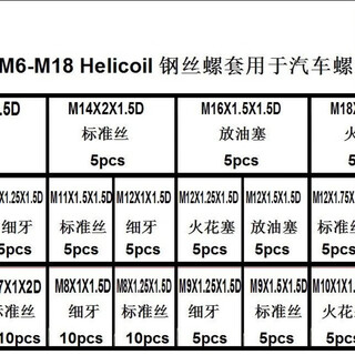 Thread protection sleeve, wire screw sleeve combination box, repair repair sleeve, wire sleeve, braces, complete set, 120 pieces m6-m18 automotive thread repair kit