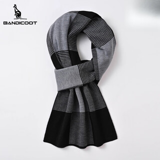 Kangaroo (daishu) plaid scarf men's winter 2025 new style contains wool thick warmth gift box scarf men black gray a