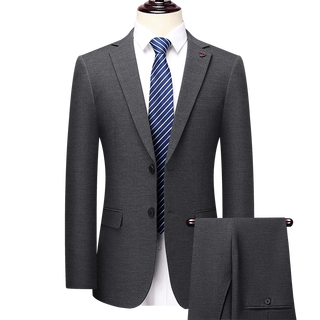 Boss men's wool suit suit 2024 new spring and autumn gray double slit men's wedding suit jacket two-piece set - gray 2xl 185 suitable for 155-170jin jin equals 0.5 kg