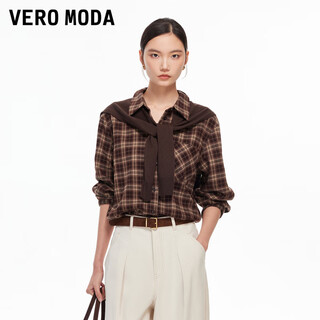 Veromodavero moda shirt 2025 winter new plaid simple top with loose fit 325405013 camphor red plus pattern m
