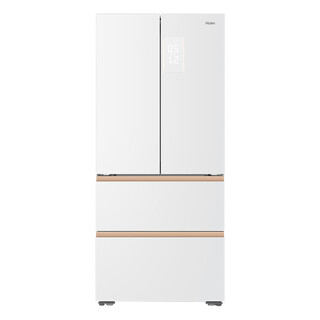 Haier zero-embedded french four-door refrigerator 460 liters four-door household inverter air-cooled frost-free first-class small-family refrigerator zero-distance free embedded bottom front cooling 510l white sheet metal丨fully automatic ice making丨smart light interaction丨ultra-thin zero-embedded