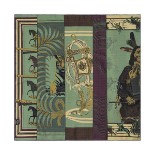 Aawenties new men's silk scarf retro scarf business gift 60 characters military green_indian double-sided different colors