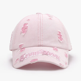 Waykea spring color-blocked hole letter embroidery men's large head circumference personalized fashion baseball cap women's outdoor curved brim 24a124 pink adjustable