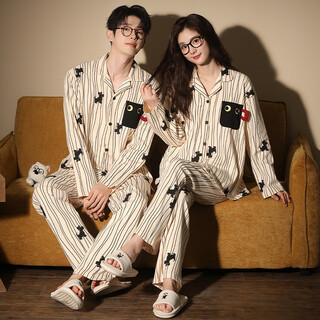 Xinaibainian couple pajamas autumn and winter long-sleeved pure cotton casual sweet cartoon cute cotton cardigan home wear outer suit xh8073 l women