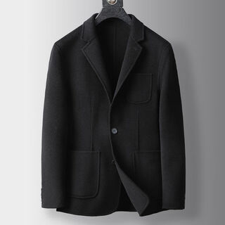 Dancing wolves men's wool suit autumn and winter fashion double-sided woolen men's wool casual top woolen jacket business trend black m 170