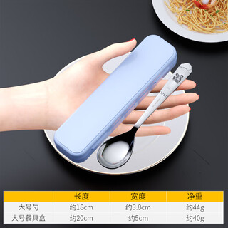 Hexingli 316 stainless steel spoon with box set children's eating spoon twelve zodiac exclusive portable tableware for primary school students large spoon / 1 + blue box zodiac pig