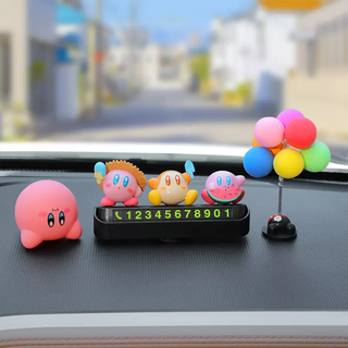 语森忆临时停车号码牌星之卡比可爱挪车电话牌2025新款车上电话移 西瓜卡比双号码黑色停车牌+气球+倒立卡比摆件