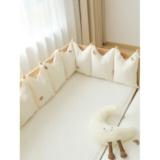 Sleeping beibei crib bed fence soft package splicing bed pure cotton one piece customizable removable and washable anti-collision fence cloth baby beige beibei bear 2 meters