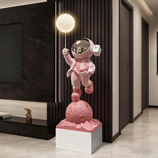 Dyed spring large floor-to-ceiling living room decorative ornaments pink astronaut astronaut office study ornaments birthday gift medium pink high 139cm atmosphere light + deposit + white square bottom