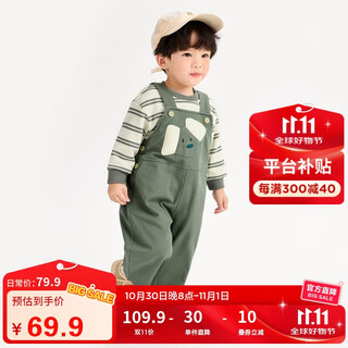 Mini bala boys and girls long-sleeved suit spring baby children's t-shirt overalls moisture-absorbent and quick-drying