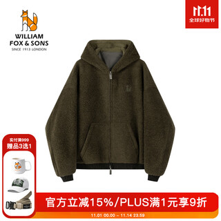 William fox&sons men's french terry wool blended heavy woolen american casual hooded sweatshirt coat casual jacket for men coffee green l /50