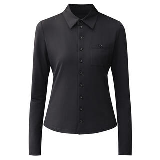 Girdear/brother solid color versatile simple niche design slim long-sleeved romantic shirt 1300820 black one size l four sizes