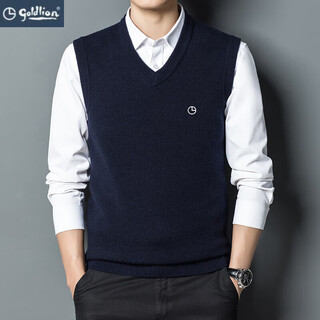 金利来100纯羊绒背心男V领套头马甲加厚羊毛针织坎肩无袖毛衣加肥加大码 上青【899028V领】 M 170码建议120-135斤