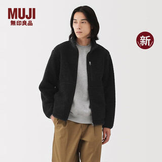 Muji men's long wool fleece jacket men's coat 25th autumn and winter new arrival polar fleece men's ab1pba5a black l (175/100a)