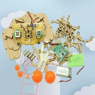 Jiuyao model aircraft diy material drone scientific handmade children's quadcopter model experimental set remote control complete set of aircraft fixed height version + graffiti color official standard