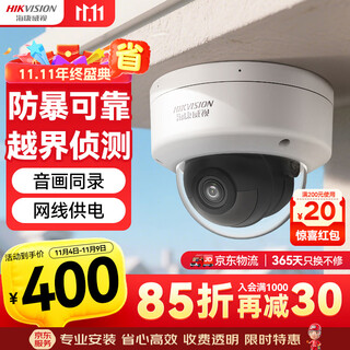 HIKVISION海康威视监控摄像头400万高清星光夜视高清拾音室内外poe网络防暴摄像机DS-2CD3146FWD-I2.8mm