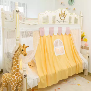 Fantasy children's mosquito net home bunk bed 2025 new bedroom customized bed curtain bunk bunk princess curtain yellow curtain window front slide model no strap suitable for bunk bunk bunk with bed width within 1.5