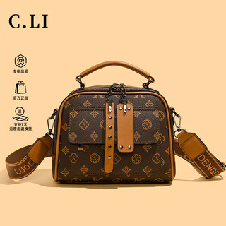 C.li new crossbody bag textured small square bag fashionable and versatile retro crossbody bag light luxury texture