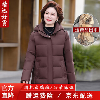 Candyprince mother's down jacket, elderly down jacket, middle-aged and old women's mother's wear, 50-60 years old fashionable winter jacket, 53 styles/coffee color 3xl/recommendation-(weight 121-135jin jin is equal to 0.5 kg)