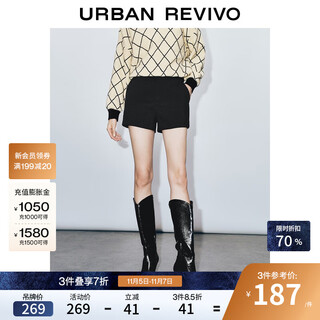 Ur2025 autumn new women's clothing simple temperament commuting versatile button decoration shorts uwg650071+ black l