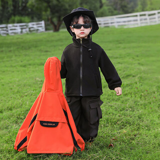 Disney (disney) boys spring and autumn jacket detachable three-in-one 2025 new children's handsome and cool hooded jacket orange red jacket + liner _ 120 _ recommended height is about 115cm